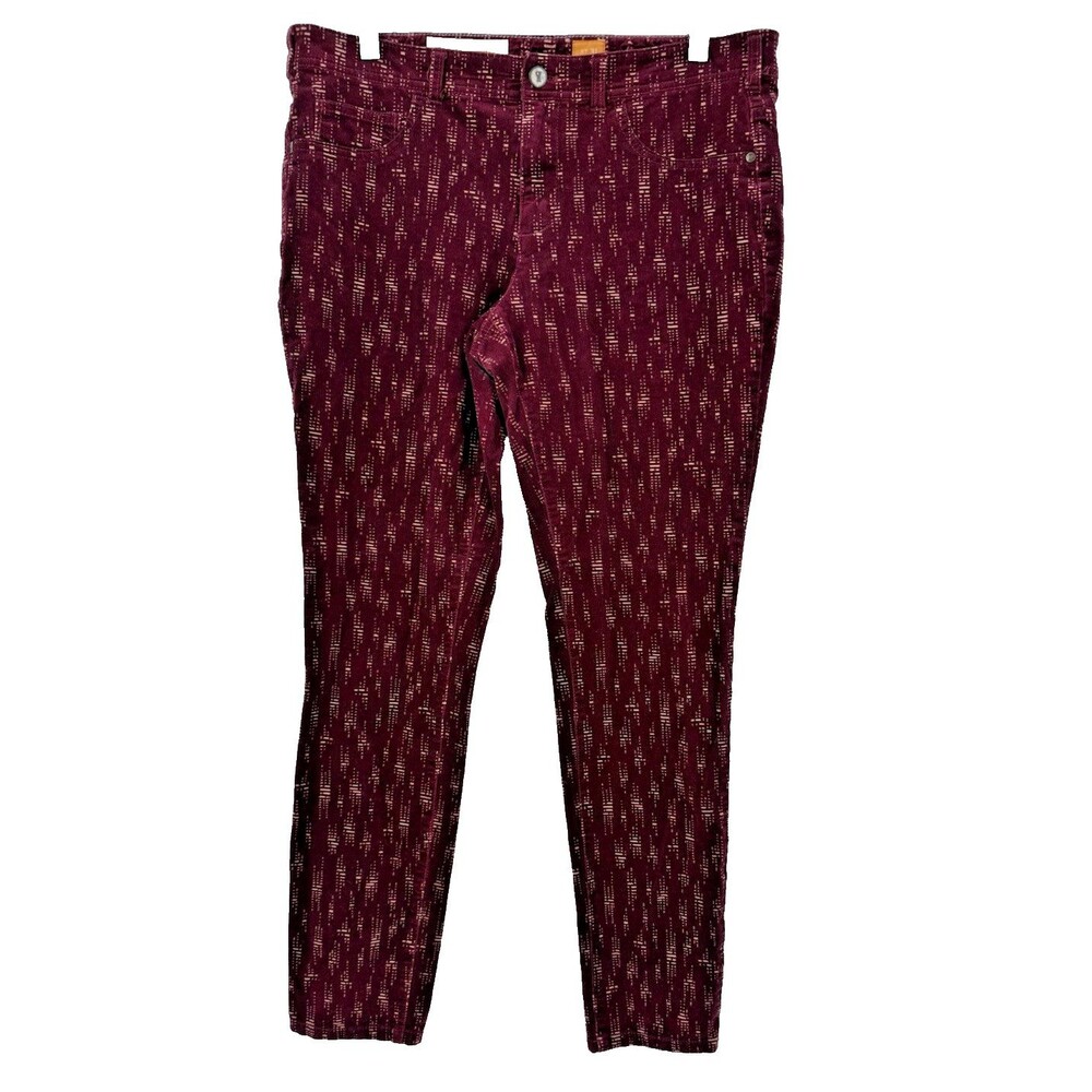 Pilcro & the Letterpress Anthropologie No 32 Serif Corduroy Pants Burgundy 35X30
